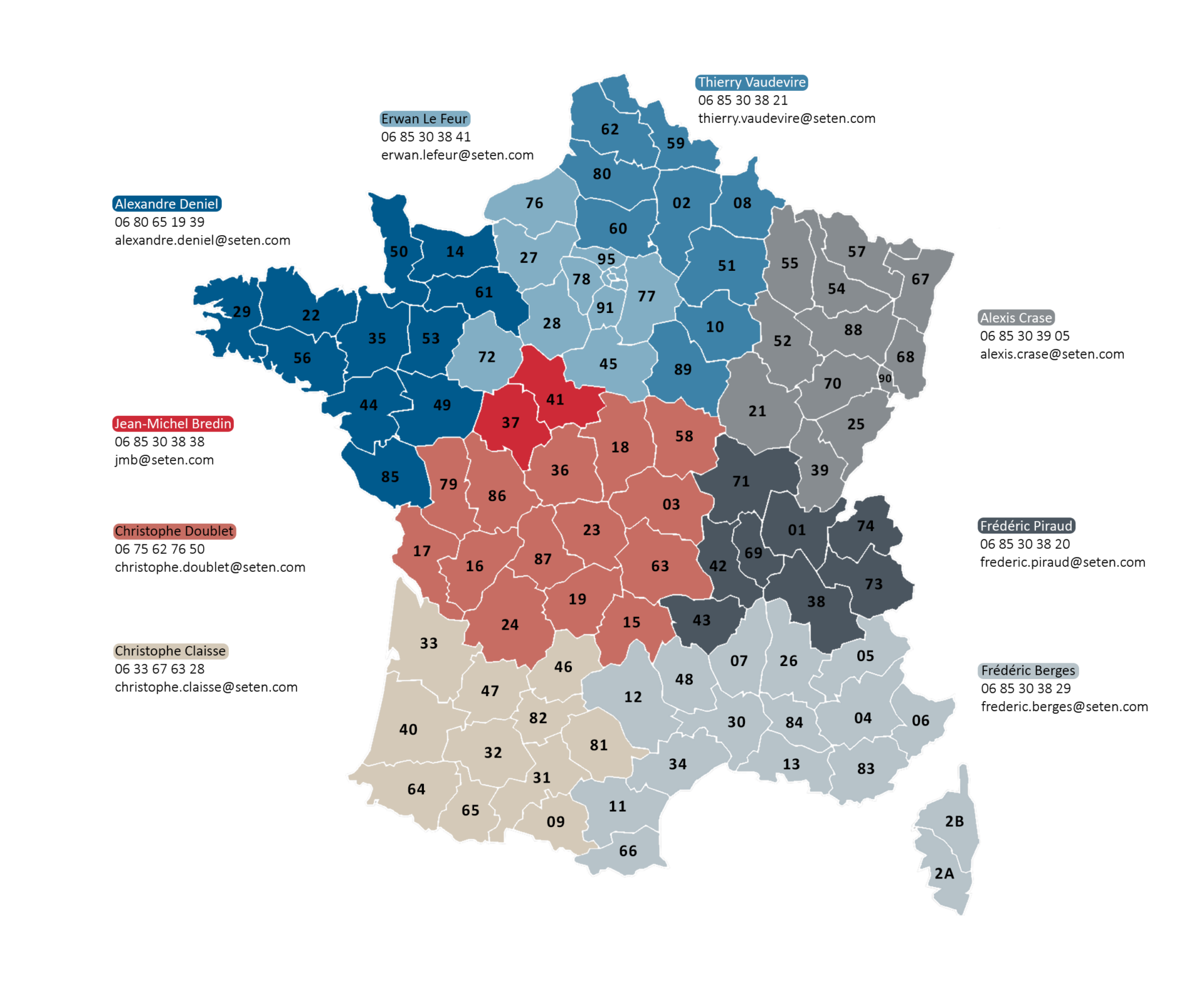 Carte du réseau commercial TEN 2026